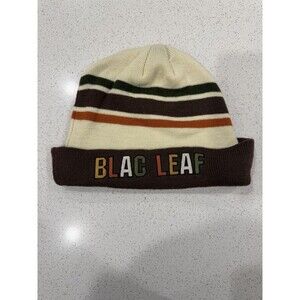 Blac Leaf Striped Knit Beanie Hat Unisex One Size